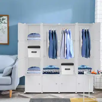 ManoMano Grosmonde - Armoire Rubik's cube, 4 couches et 16 grilles approfondies, taille de grille 35 * 45cm, avec 3 tringles à vêtemen Angebot