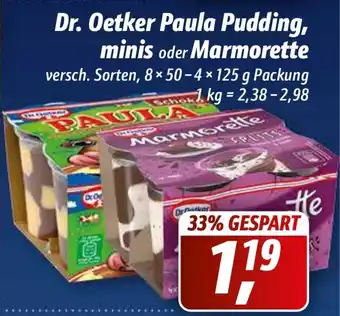 Simmel Dr. Oetker Paula Pudding minis oder Marmorette 8x50-4x125g Angebot