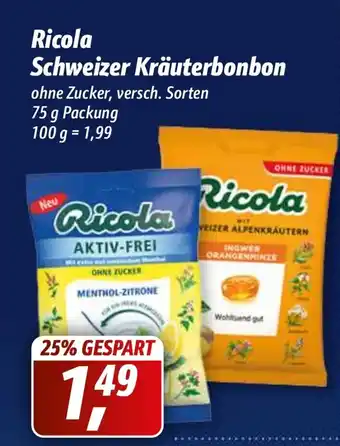 Simmel Ricola Schweizer Kräuterbonbon 75g Angebot