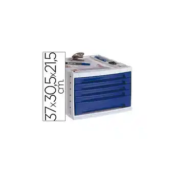 ManoMano Q-connect - Fichero cajones de sobremesa 370x305x215 mm bandeja organizadora superior 5 cajones azul opaco Angebot