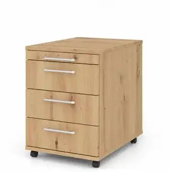 ManoMano Rollcontainer Karri Asteiche HxBxT 59x42,8x58cm Relinggriff 3 Schübe Kugelführung, Teilauszug Angebot