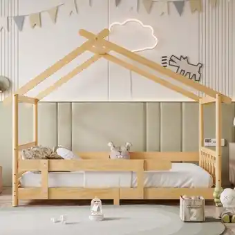 ManoMano Hausbett mit Rausfallschutz und Lattenrost, Kinderbett für Mädchen und Jungen, Jungenbett Babybett Kinderbetten aus massivem  Angebot