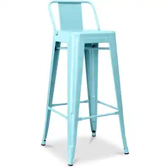 ManoMano Barhocker mit Rückenlehne - Industriedesign - 76cm - New Edition - Stylix Aquamarin - Stahl, Metall - Aquamarin Angebot