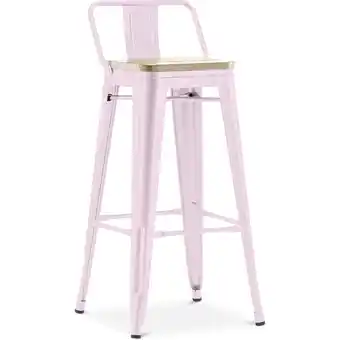 ManoMano Barhocker mit Rückenlehne - Industriedesign - 76 cm - Stylix Pastellpink - Holz, Stahl - Pastellpink Angebot