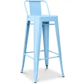 ManoMano Barhocker mit Rückenlehne - Industriedesign - 76cm - New Edition - Stylix Pastellblau - Stahl, Metall - Pastellblau Angebot