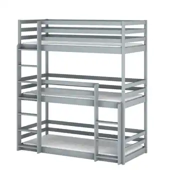 ManoMano Massivholz-drittelstockbett kaya - Grau - 90 x 200 - Natur, Weiß, Grau Angebot