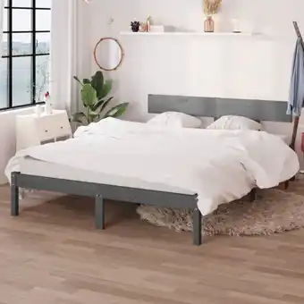 ManoMano Maisonchic - Massivholzbett Doppelbett Bett für Schlafzimmer Grau Massivholz Kiefer 150x200 cm uk King DE94368 - Grau Angebot