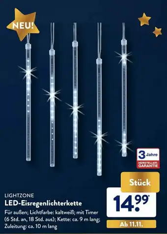 Aldi Nord Lightzone LED Eisregenlichterkette Angebot