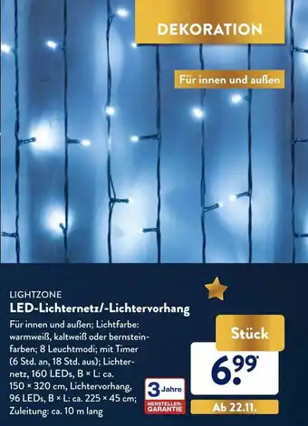 Aldi Nord Lightzone LED Lichternetz/Lichtervorhang Angebot