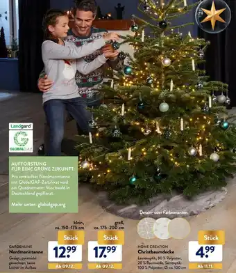 Aldi Nord Gardenline Nordmanntanne oder Home Creation Christbaumdecke Angebot