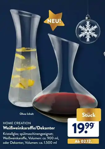 Aldi Nord Home Creation Weißweinkaraffe/Dekanter Angebot