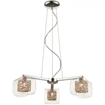 ManoMano Spring Lighting - 3 Licht Multi Arm Decke Anhänger Mesh Chrom, Kupfer, Glas Drei, G9 Angebot