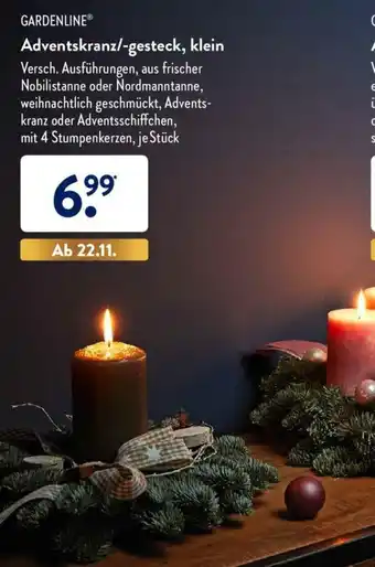 Aldi Süd Gardenline Adventskranz /gesteck, klein Angebot