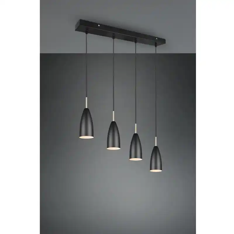 Isola Farin Linear Suspension 4 Lichter Schwarz und Messing Trio ...
