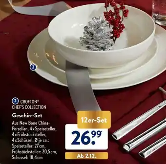 Aldi Süd Crofton Chef's Collection Geschirr Set Angebot