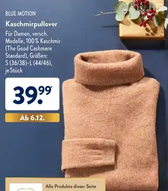 Aldi Süd Blue Motion Kaschmirpullover Angebot