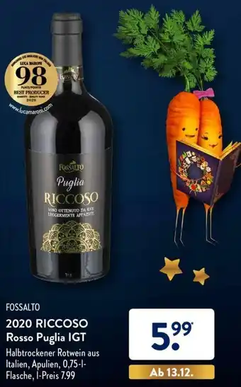 Aldi Süd Fossalto 2020 Riccoso Rosso Puglia IGT 0,75L Angebot