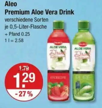 V Markt Aleo Premium Aloe Vera Drink je 0,5-Liter-Flasche Angebot