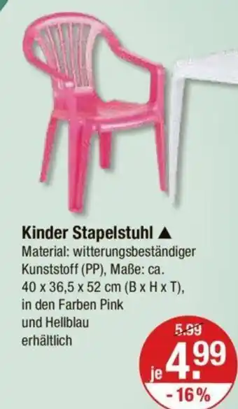 V Markt Kinder Stapelstuhl Angebot