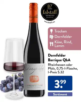 Aldi Süd Dornfelder Barrique QbA 0,75 L Flasche Angebot