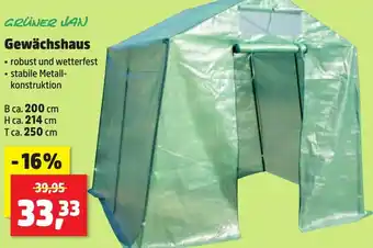 Thomas Philipps GRÜNER JAN Gewächshaus Angebot