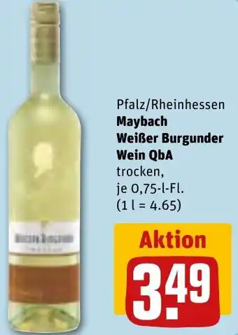 REWE Maybach Weißer Burgunder Wein QbA 0,75 L-Fl. Angebot