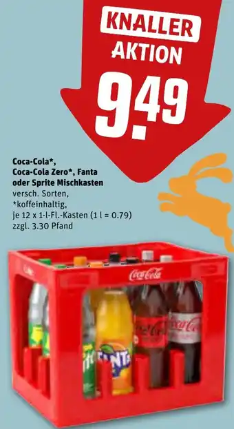 REWE Coca-Cola, Coca-Cola Zero, Fanta oder Sprite Mischkasten 12x1 L-Fl. Kasten Angebot