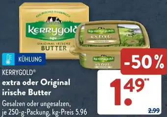 Aldi Süd KERRYGOLD extra oder Original irische Butter 250 g Packung Angebot