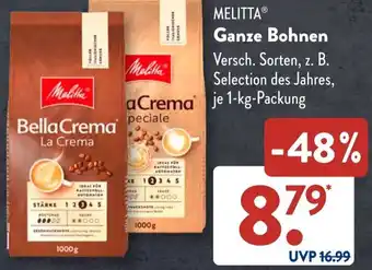 Aldi Süd MELITTA Ganze Bohnen 1 kg Packung Angebot