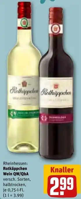 REWE Rotkäppchen Wein QW/QbA 0,75 L-Fl. Angebot