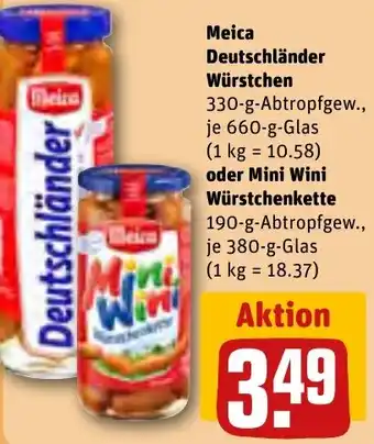 REWE Meica Deutschländer Würstchen 660 g oder Mini Wini Würstchenkette 380 g Glas Angebot