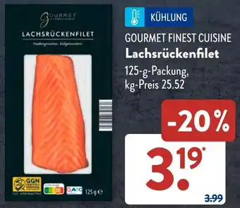 Aldi Süd GOURMET FINEST CUISINE Lachsrückenfilet 125 g Packung Angebot