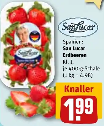 REWE San Lucar Erdbeeren 400 g Schale Angebot