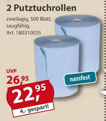 Sonderpreis Baumarkt 2 Putztuchrollen zweilagig, 500 Blatt Angebot