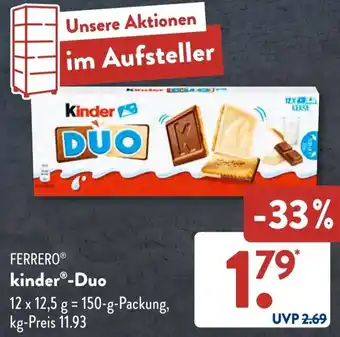 Aldi Süd FERRERO kinder Duo 150 g Packung Angebot