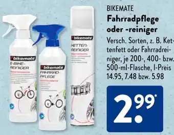 Aldi Süd BIKEMATE Fahrradpflege oder reiniger 200/400/500 ml Flasche Angebot