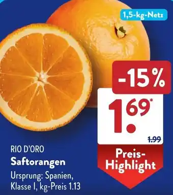 Aldi Süd RIO D'ORO Saftorangen 1,5-kg-Netz Angebot