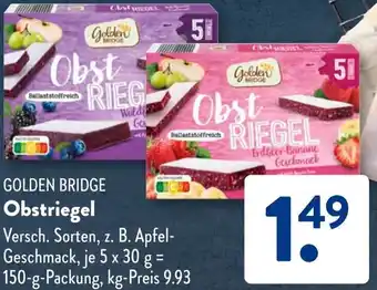 Aldi Süd GOLDEN BRIDGE Obstriegel 150 g Packung Angebot