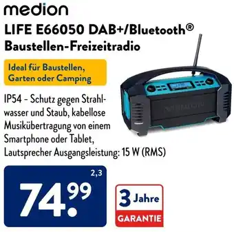 Aldi Süd Medion LIFE E66050 DAB+/Bluetooth Baustellen-Freizeitradio Angebot