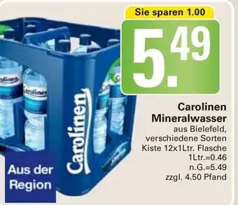 WEZ Carolinen Mineralwasser Kiste 12x1Ltr. Flasche Angebot