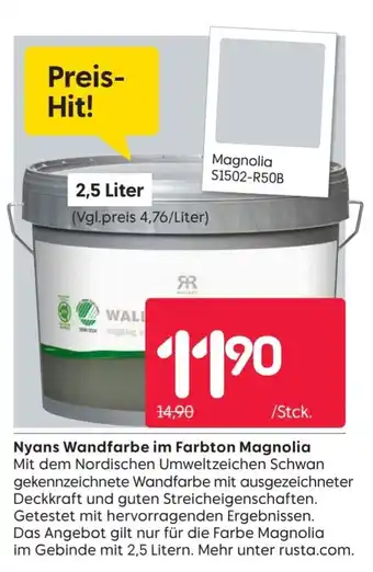 Rusta Nyans Wandfarbe im Farbton Magnolia 2.5l Angebot