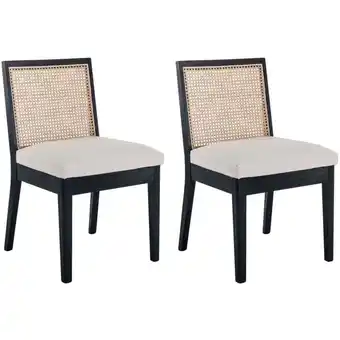 ManoMano Wahson Rattan Esszimmerstühle 2er Set Polsterstuhl aus Leinen mit Holzbeine, Schwarz Angebot