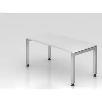 ManoMano Schreibtisch Pejo Weiß Silber Gestell BxT 160x80cm Arbeitshöhe 68-76cm stufenlos höheneinstellbar 4-Fuß-Gestell eckig Rechtec Angebot