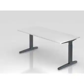 ManoMano Schreibtisch Mika Weiß Graues Gestell BxT 180x80cm Arbeitshöhe 65-85cm höhenjustierbar, 1cm Raster C-Fuß-Gestell Rechteckform Angebot