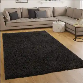 ManoMano Shaggy Hochflor Langflor Teppich Sky Einfarbig in Schwarz 140x200 cm - Paco Home Angebot