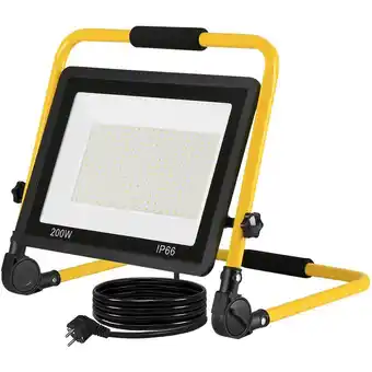 ManoMano Naizy - led Baustrahler Arbeitsleuchte 200W 16000LM Warmweiß Austellenlampe led Fluter Floodlight 3M Kabel und Faltbarer Stän Angebot