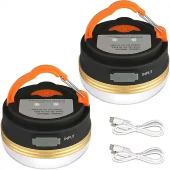 ManoMano Camping-Laterne [2er-Pack] wiederaufladbare Batterie-Zeltleuchte, wasserabweisend, Magnetfuß, 3 Lichtmodi mit USB-Kabel für C Angebot