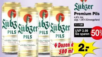 Krümet Sonderposten Lübzer Premium Pils 4x500 ml Angebot