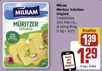 REWE Milram Müritzer Scheiben Original 150 g Pckg. Angebot