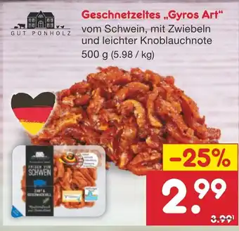 Netto Marken-Discount Geschnetzeltes „Gyros Art" 500g Angebot